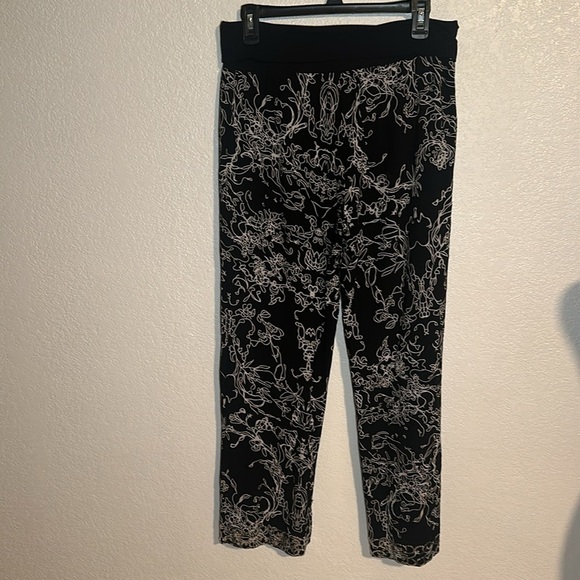 Soft Surroundings Fold Over Waist Abstract Print Sequined Cuff Pull On Pants Sm - Picture 3 of 8